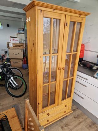 Alacena Rústica Madera y Cristal