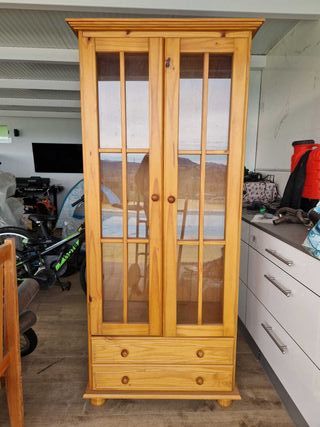 Alacena Rústica Madera y Cristal