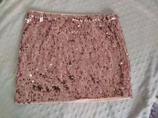 Falda lentejuelas rosa elástica
