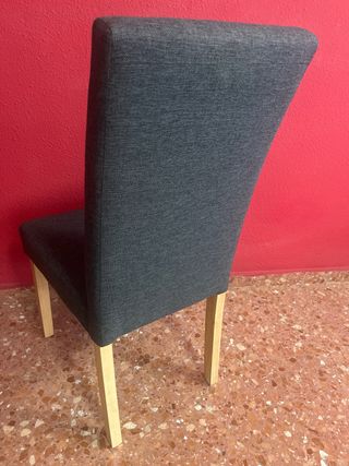 3 Sillas Comedor Tapizadas Gris y Madera
