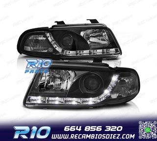 FAROS AUDI A4 B5 94-99 LUZ DIURNA LED FONDO NEGRO