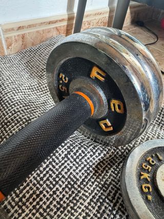 Banco de gimnasio con mancuernas