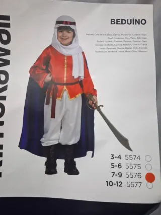 Disfraz beduino niño talla 7-9