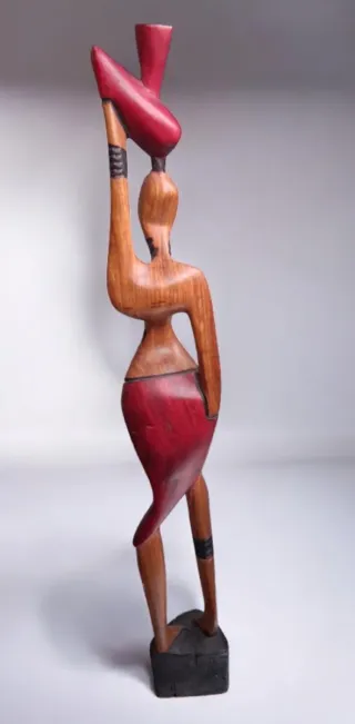Grande Scultura Africana Legno Stilizzata Vintage