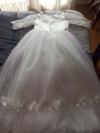 Vestido de Comunión Blanco y Lila
