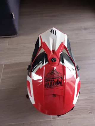 Casco Moto Cross Rojo y Blanco