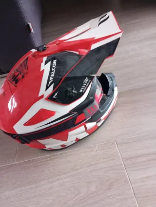Casco Moto Cross Rojo y Blanco
