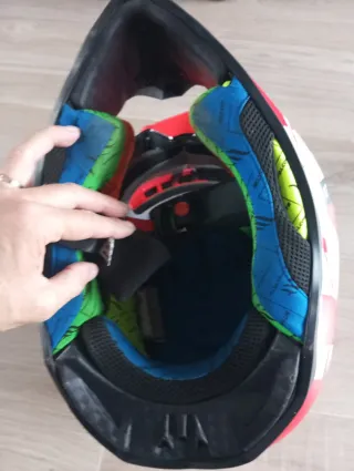 Casco Moto Cross Rojo y Blanco