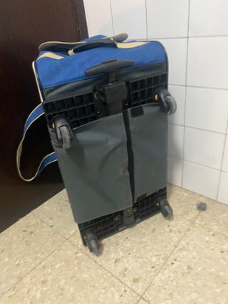 Transportín plegable mascotas con ruedas azul