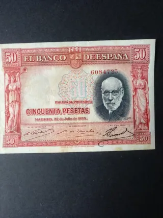 50 Pesetas VARIANTE ROJA.