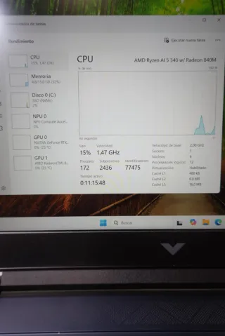 Ordenador Portátil HP Victus Ryzen AI 5 RTX 5050