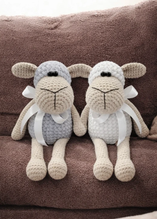 2 Pecorelle all'uncinetto con fiocco