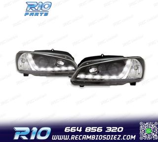 FAROS PEUGEOT 106 96-05 LUZ DIURNA LED FONDO NEGRO
