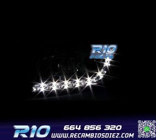 FAROS AUDI A3 8P 03-08 LUZ DIURNA LED FONDO CROMO