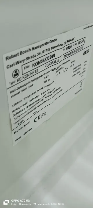 NEVERA COMBI BOSCH NO FROST ENERGÍA++