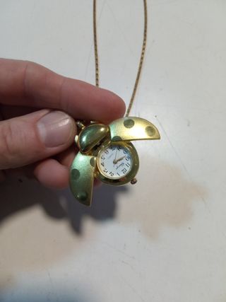 Ciondolo/orologio quarzo coccinella dorato