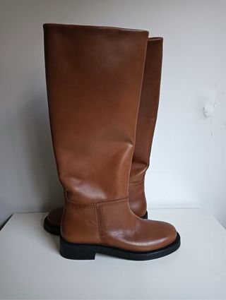 Botas altas camel piel 100%
