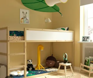 Litera Ikea Madera Blanca Cama con cortinas casita