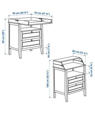 Cómoda cambiador IKEA SUNDVIK + Colchón y fundas