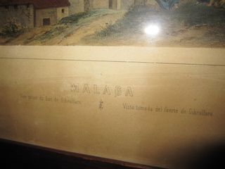 Litografía Fuerte Gibralfaro 1850 Málaga Deroy XIX