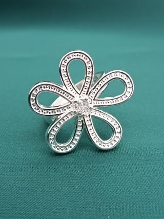 Anillo Plata Ley 925 Flor Circonita Nuevo