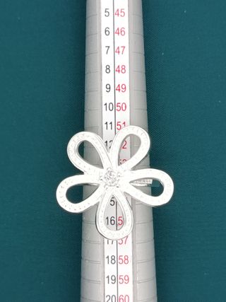 Anillo Plata Ley 925 Flor Circonita Nuevo