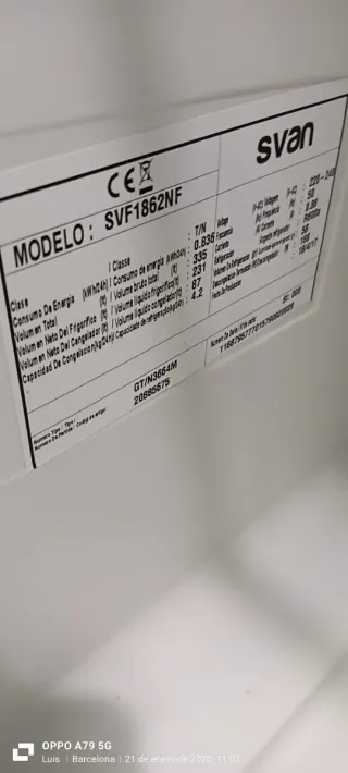 NEVERA COMBI SVAN NO FROST ENERGÍA A+