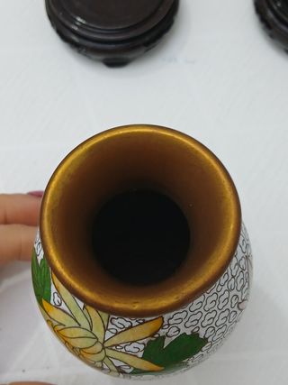 Coppia Vasi Cinesi Cloisonné Fiori