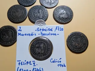Monedas Felipe V 2 Maravedís 1720 España