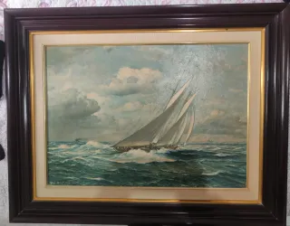 Cuadro marino con velero firmado (1959) – 100 × 80