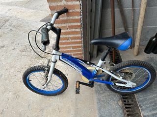 Bicicleta infantil azul y blanca