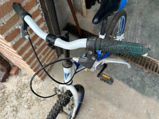 Bicicleta infantil azul y blanca