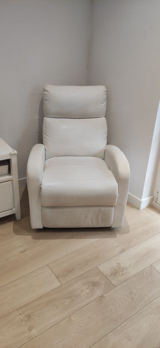 Sillón reclinable ecopiel blanco