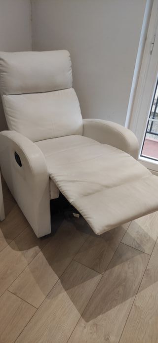 Sillón reclinable ecopiel blanco