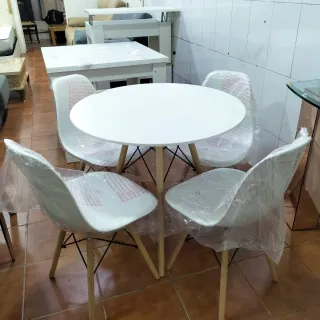 Comedor redondo blanco 4 sillas