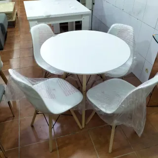 Comedor redondo blanco 4 sillas