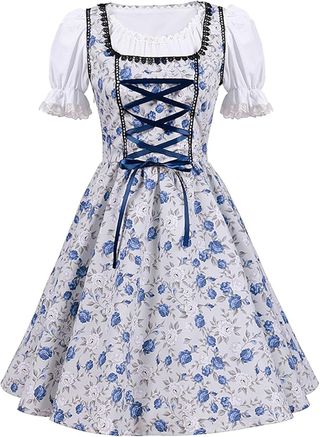 Traje Regional Mujer XL Azul y Blanco