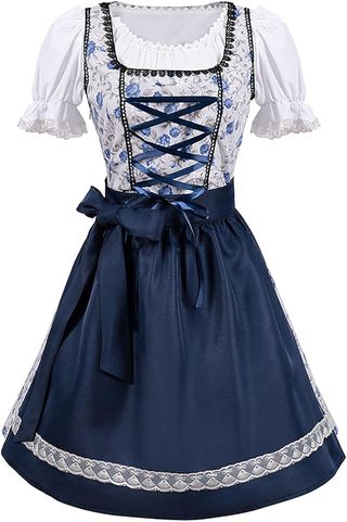 Traje Regional Mujer XL Azul y Blanco