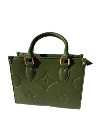 Borsa verde, doppia maniglia, borsa kaki, borse