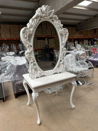TOCADOR DOBLE C/ESPEJO LUIS XV BLANCO