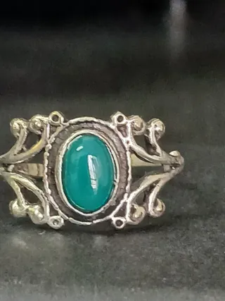 Anel Artesanal Indiano Pedra Verde