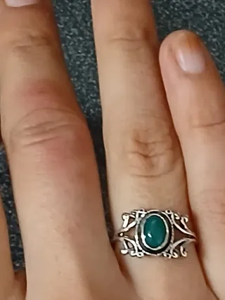 Anel Artesanal Indiano Pedra Verde