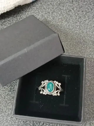 Anel Artesanal Indiano Pedra Verde