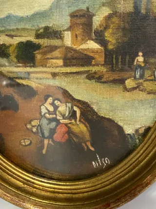 Coppia Quadri Ovali Paesaggio