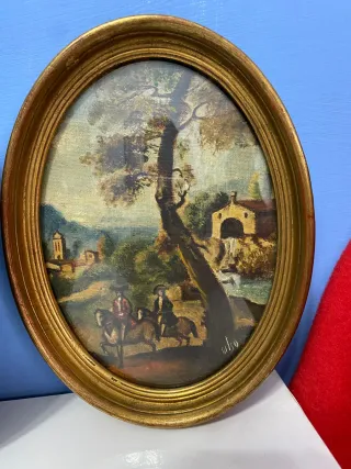 Coppia Quadri Ovali Paesaggio