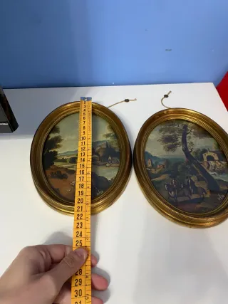 Coppia Quadri Ovali Paesaggio