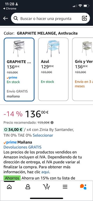 Bañera Cambiador Chicco