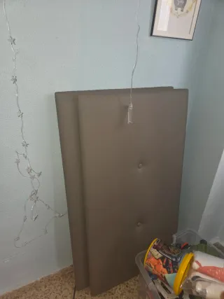 Cabeceros Cama 90 Tela Marrón/Gris