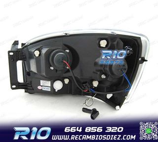 FAROS PARA DODGE RAM 06-08 LUZ DIURNA LED NEGRO