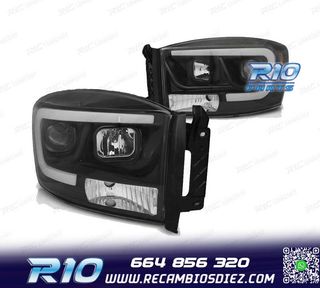 FAROS PARA DODGE RAM 06-08 LUZ DIURNA LED NEGRO